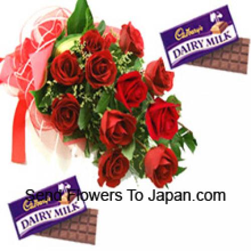 11 Bellissime Rose Rosse con Cioccolatini Cadbury