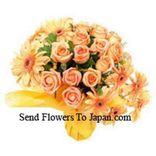 11 Orange Roses and Exotic Gerberas