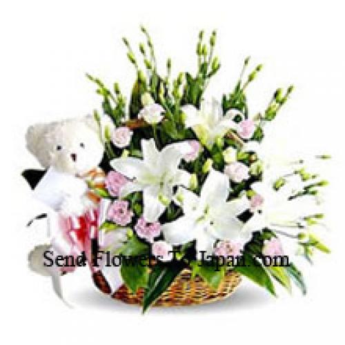 Lilies and Carnation Cute Basket