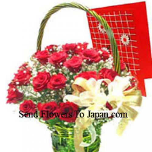 Basket of Vibrant 25 Roses