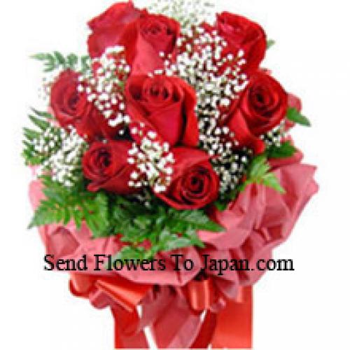 9 Wrapped Red Roses