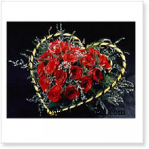 Cesta em Forma de Coração com 41 Rosas Vermelhas