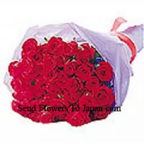 精美包裝的25朵紅玫瑰花束