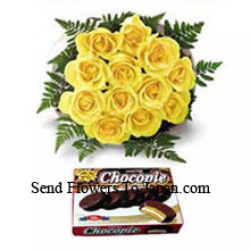 11 Beautiful Yellow Roses with Chocolate Box