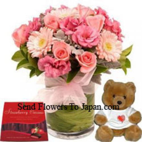 Assortment of Cute Flowers with Teddy and Chocolate